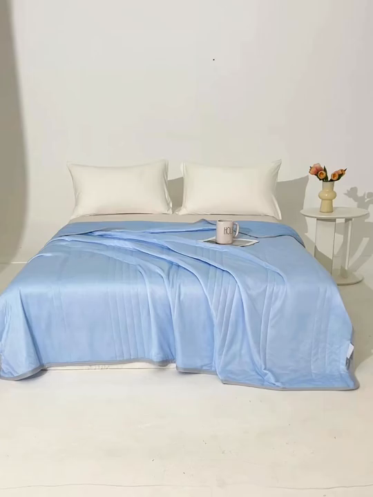 91家纺网 家纺一手货源 找家纺 （总）世爵家纺 2026新款凉感丝冰淇淋夏被纯色印花空调被直播跨境外贸爆款