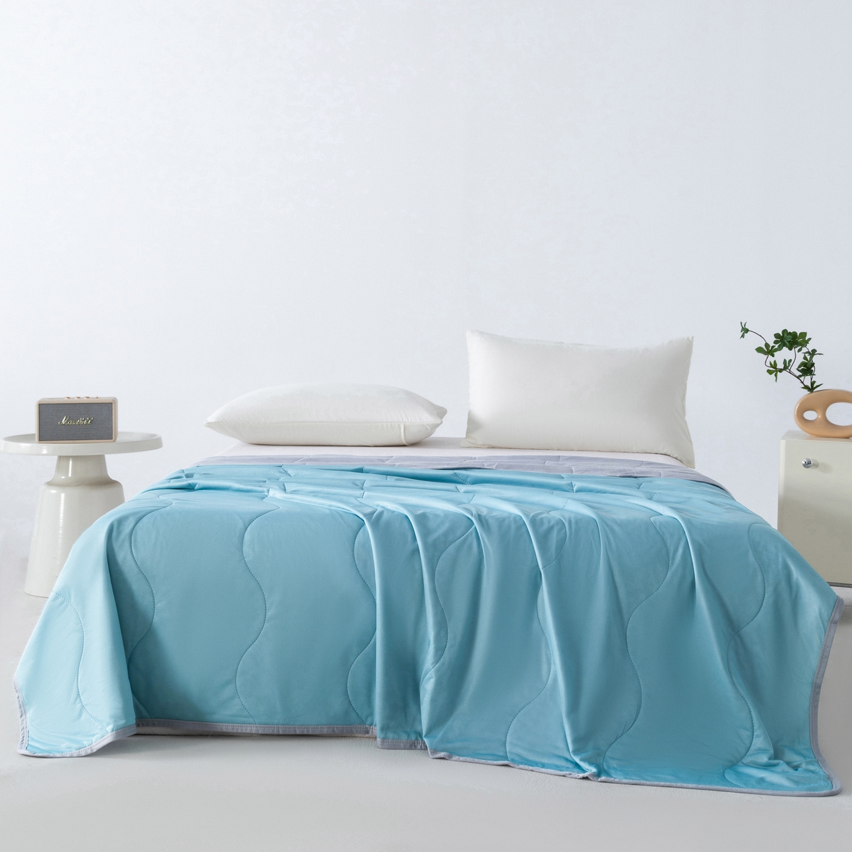 91家纺网 家纺一手货源 找家纺 畅销被业 2026新款凉感丝夏凉被夏被-大波浪 波浪格-墨绿