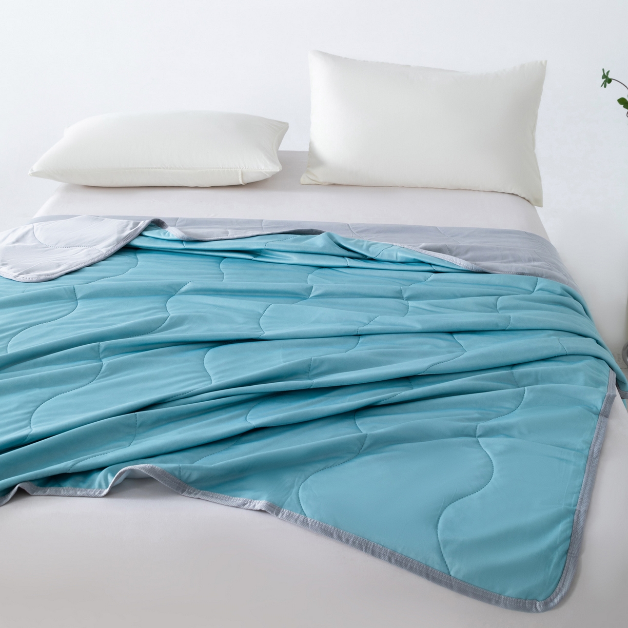 91家纺网 家纺一手货源 找家纺 畅销被业 2026新款凉感丝夏凉被夏被-大波浪 波浪格-墨绿