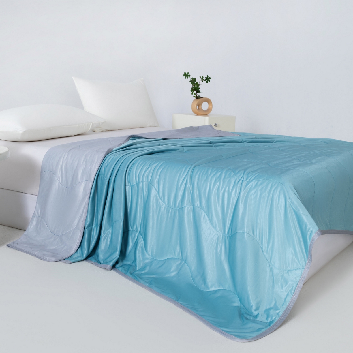 91家纺网 家纺一手货源 找家纺 畅销被业 2026新款凉感丝夏凉被夏被-大波浪 波浪格-墨绿