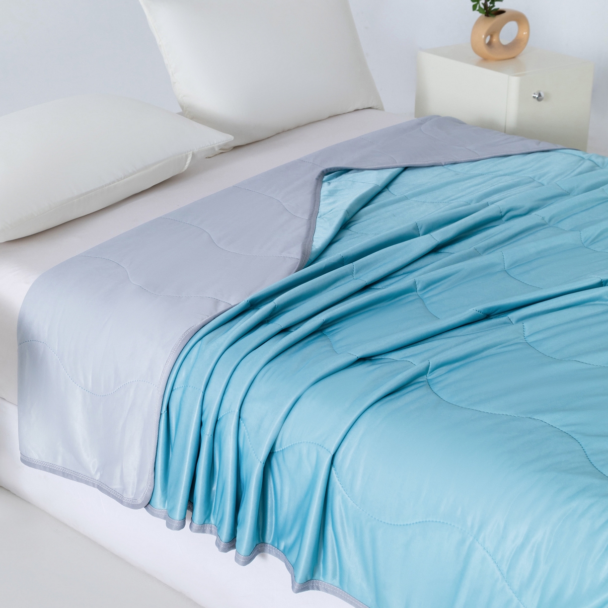 91家纺网 家纺一手货源 找家纺 畅销被业 2026新款凉感丝夏凉被夏被-大波浪 波浪格-墨绿