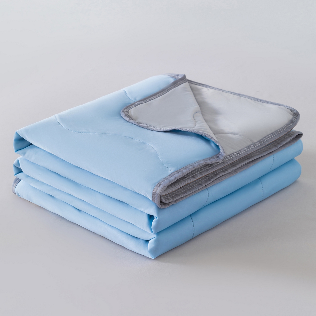 91家纺网 家纺一手货源 找家纺 畅销被业 2026新款凉感丝夏凉被夏被-大波浪 波浪格-天蓝