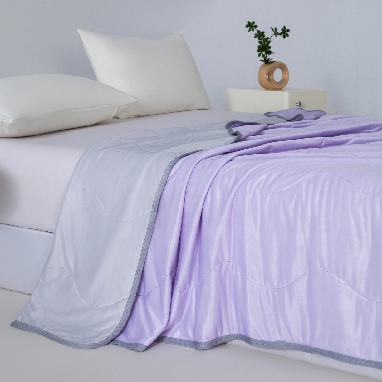 91家纺网 家纺一手货源 找家纺 畅销被业 2026新款凉感丝夏凉被夏被-大波浪 波浪格-紫色