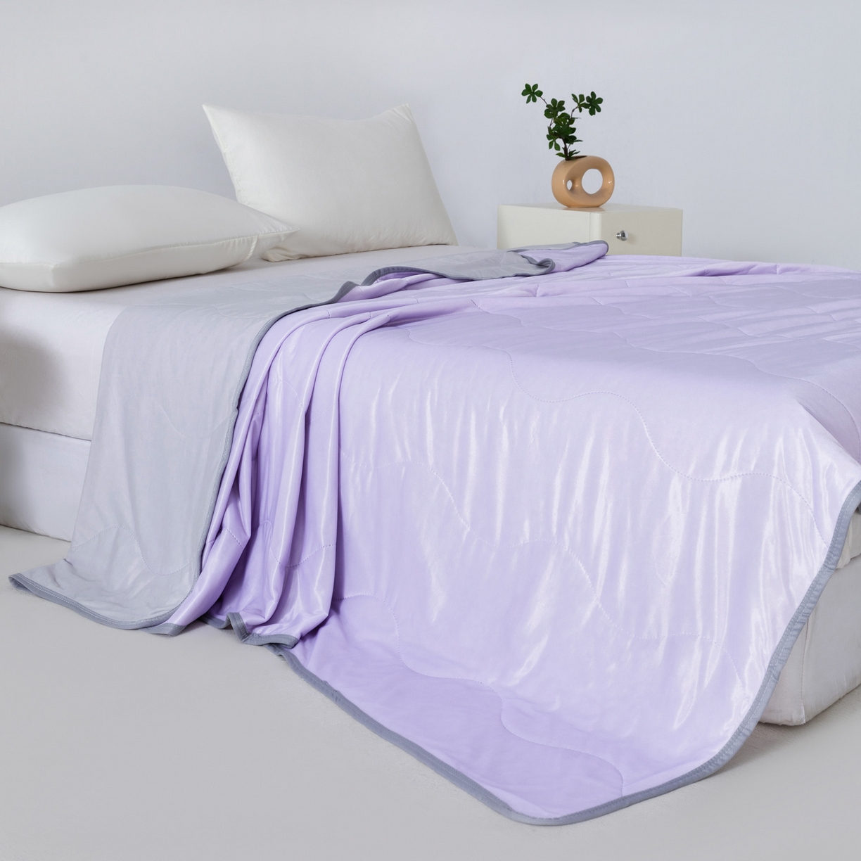 91家纺网 家纺一手货源 找家纺 畅销被业 2026新款凉感丝夏凉被夏被-大波浪 波浪格-紫色