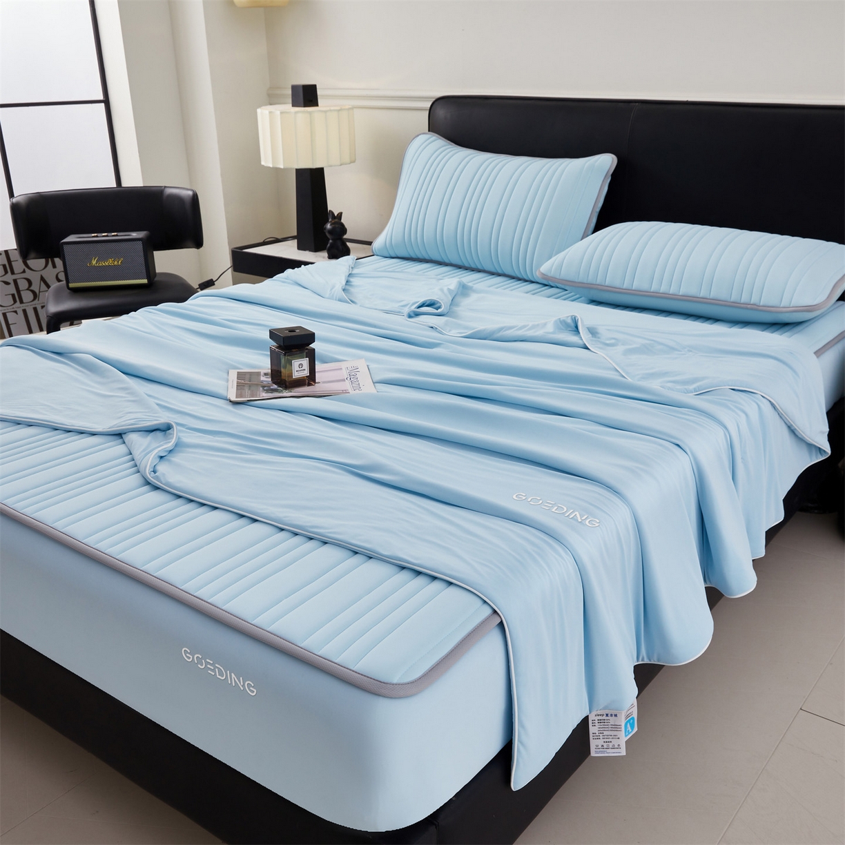 91家纺网 家纺一手货源 找家纺 （总）雯豆家纺 2026春夏新款氨纶凉感丝床笠夏被四件套0.28凉感值空调被子被芯