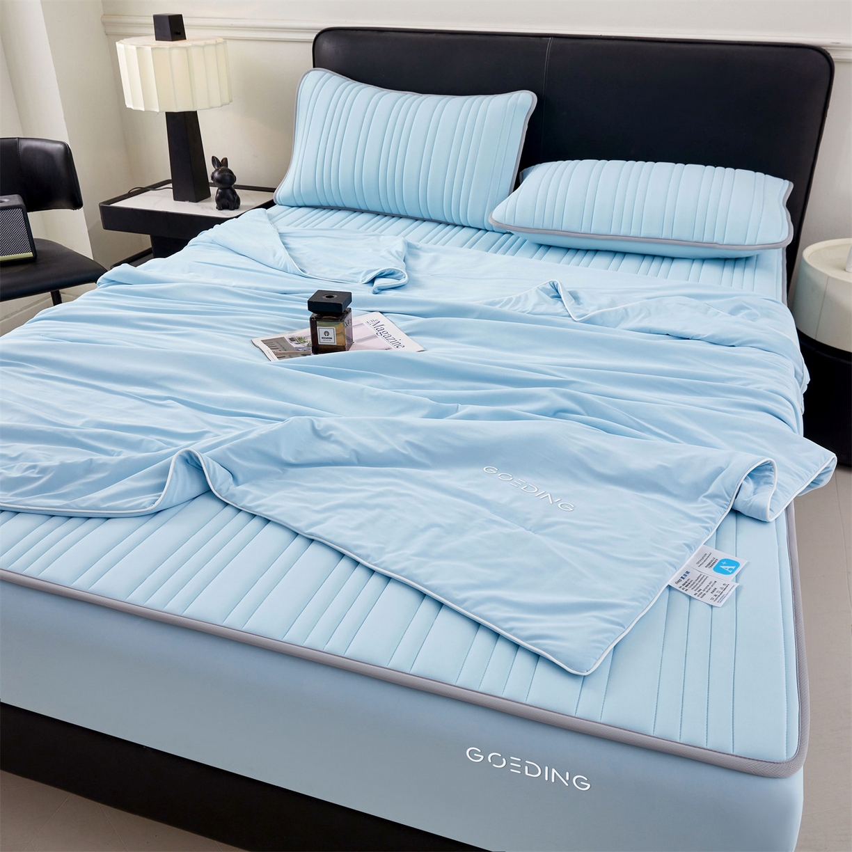 91家纺网 家纺一手货源 找家纺 （总）雯豆家纺 2026春夏新款氨纶凉感丝床笠夏被四件套0.28凉感值空调被子被芯