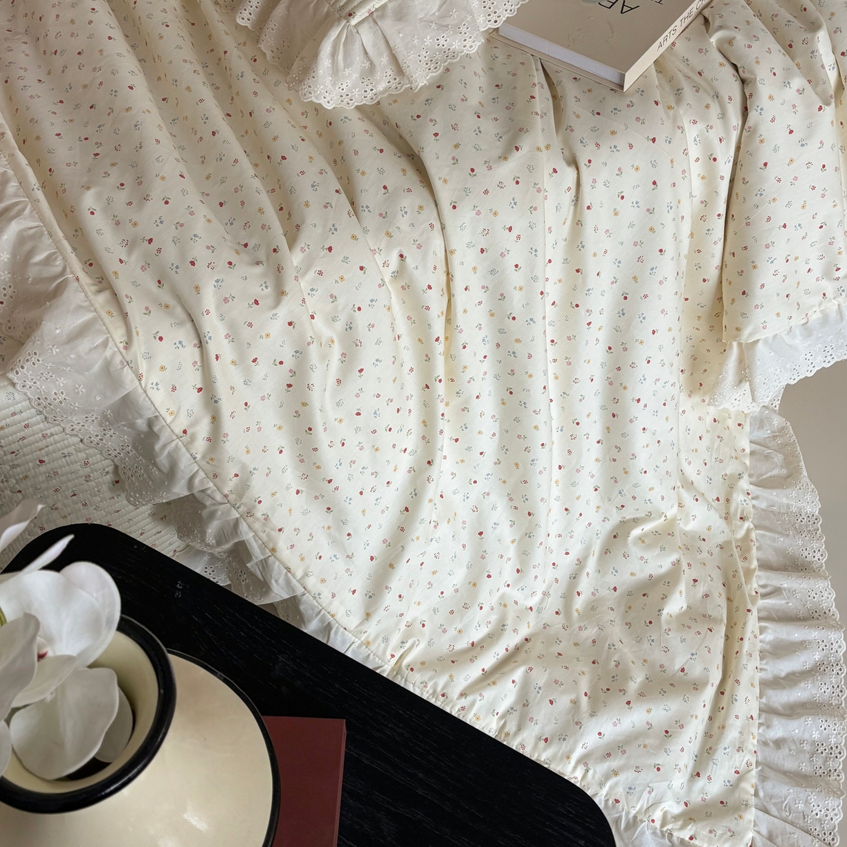 91家纺网 家纺一手货源 找家纺 满座家居 2026新款法式纯棉花边全棉床盖四件套小碎花田园风 洛可可