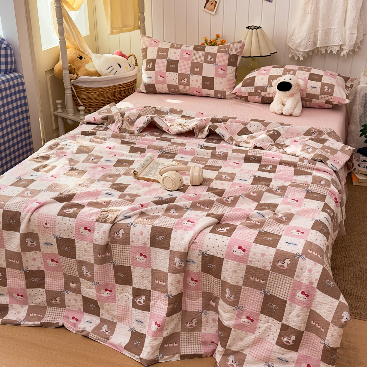 91家纺网 家纺一手货源 找家纺 （总）2026新款泡芙棉卡通夏被四件套双层纱单夏被