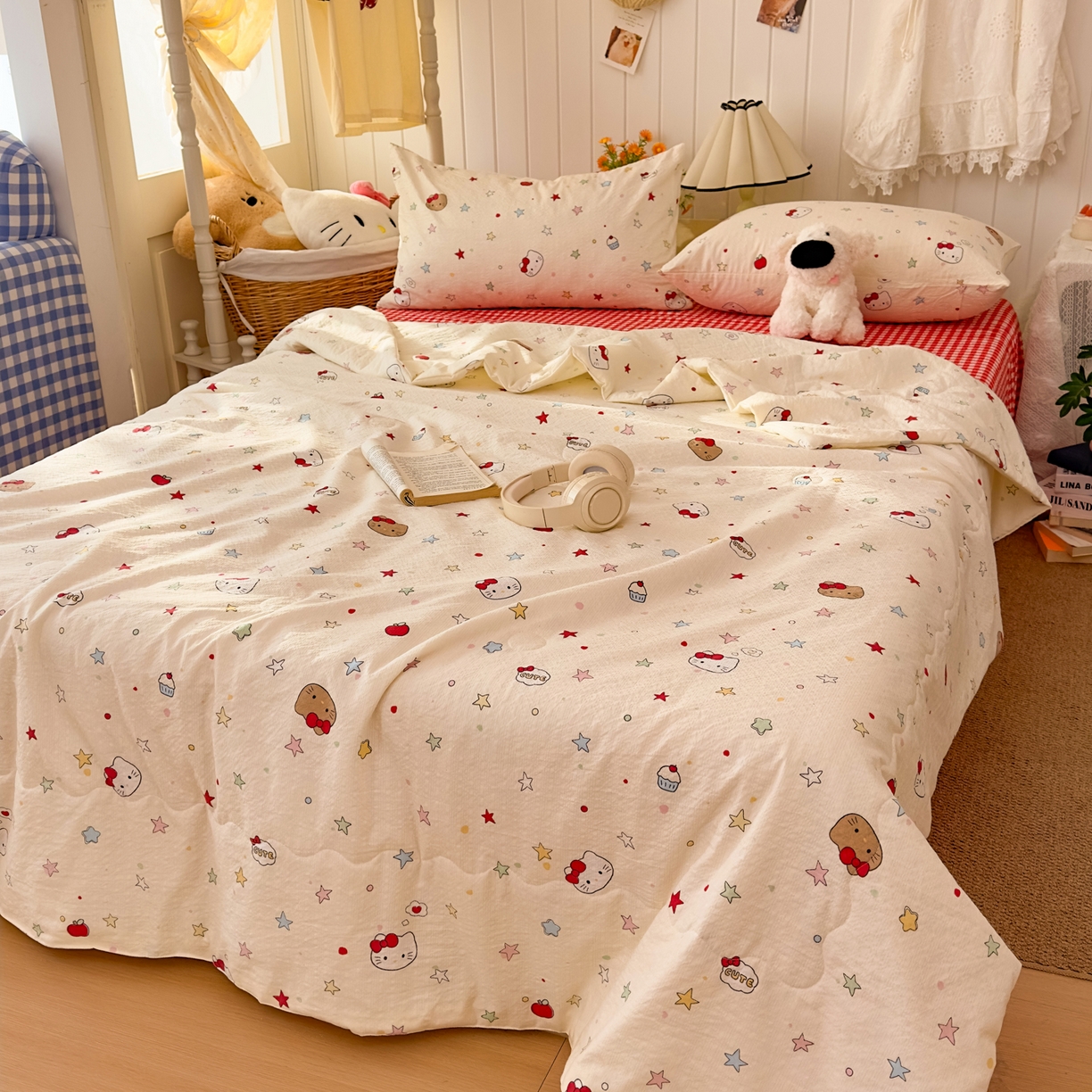 91家纺网 家纺一手货源 找家纺 （总）2026新款泡芙棉卡通夏被四件套双层纱单夏被