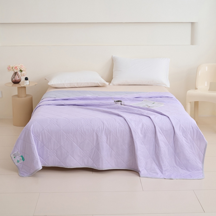 91家纺网 家纺一手货源 找家纺 畅销被业 2026新款跨境外贸凉感丝纯色压花夏被系列 魅紫