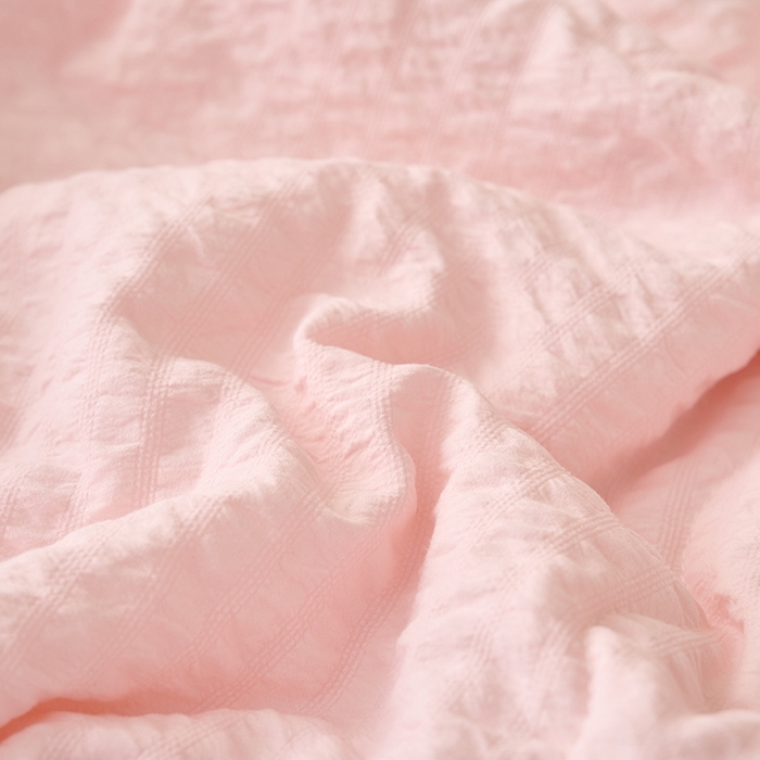 91家纺网 家纺一手货源 找家纺 畅销被业 2026新款水洗棉泡泡格夏被 泡泡格-浅粉
