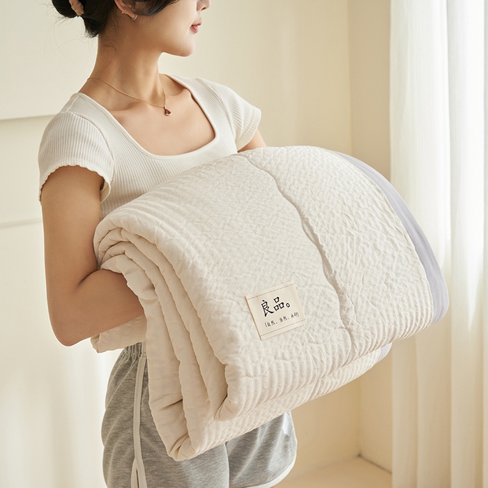 畅销被业 2026新款水洗棉泡泡格夏被 泡泡格-奶白