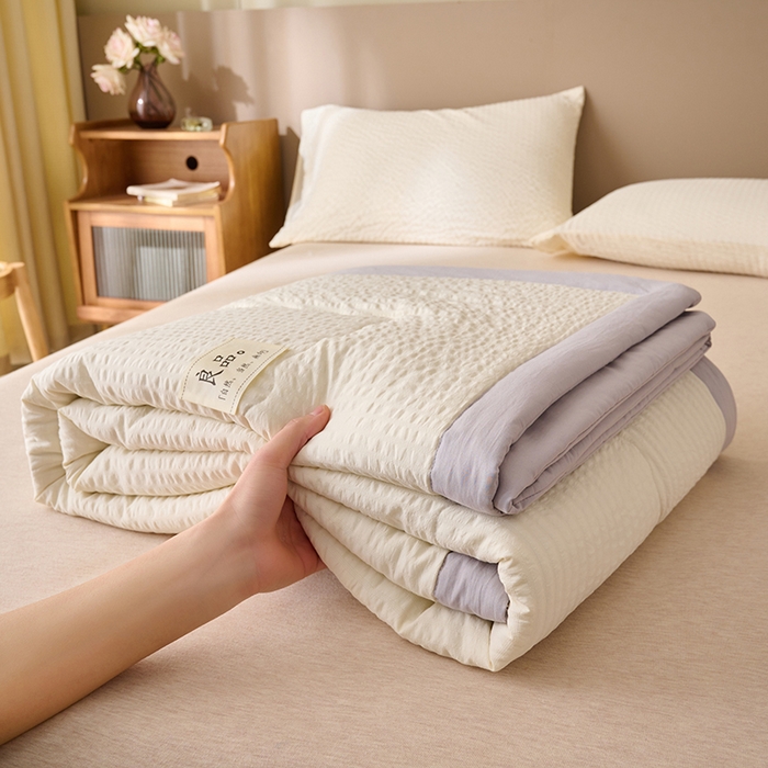 91家纺网 家纺一手货源 找家纺 畅销被业 2026新款水洗棉泡泡格夏被 泡泡格-奶白