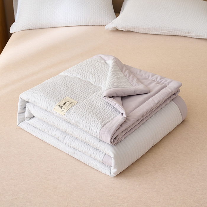 91家纺网 家纺一手货源 找家纺 畅销被业 2026新款水洗棉泡泡格夏被 泡泡格-浅灰