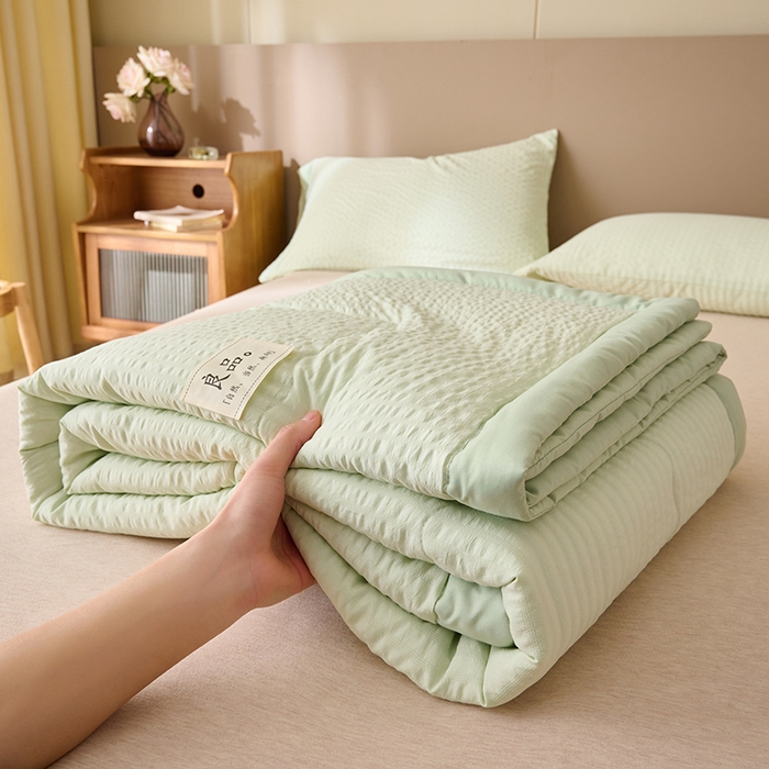 91家纺网 家纺一手货源 找家纺 畅销被业 2026新款水洗棉泡泡格夏被 泡泡格-浅绿