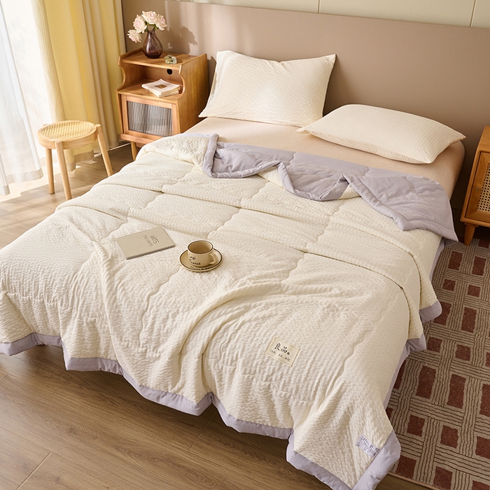 91家纺网 家纺一手货源 找家纺 畅销被业 2026新款水洗棉泡泡格夏被 泡泡格-奶白