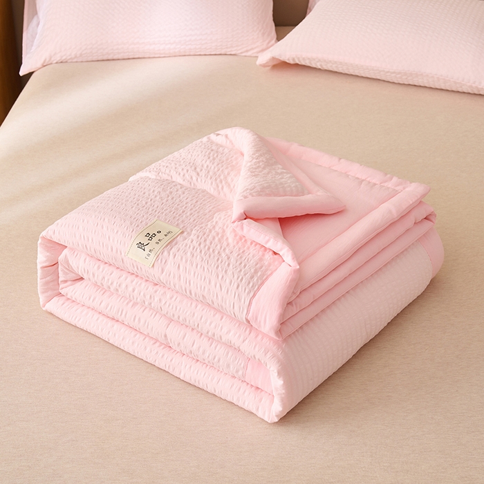 91家纺网 家纺一手货源 找家纺 畅销被业 2026新款水洗棉泡泡格夏被 泡泡格-浅粉