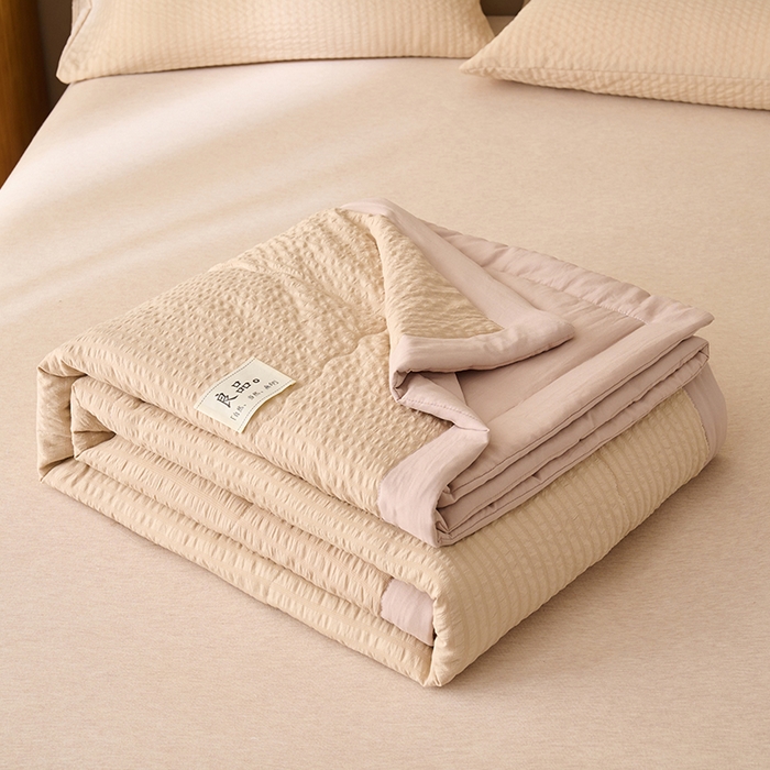 91家纺网 家纺一手货源 找家纺 畅销被业 2026新款水洗棉泡泡格夏被 泡泡格-浅驼