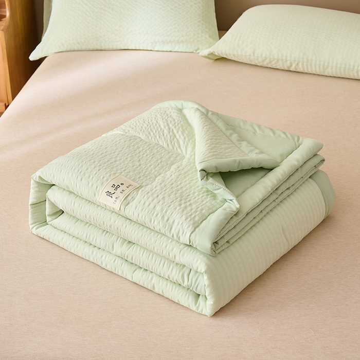 91家纺网 家纺一手货源 找家纺 畅销被业 2026新款水洗棉泡泡格夏被 泡泡格-浅绿