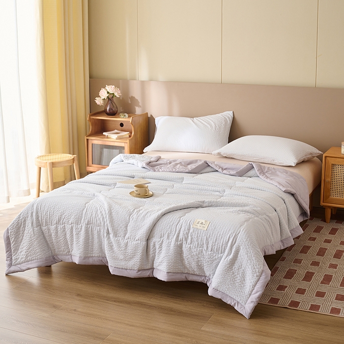 91家纺网 家纺一手货源 找家纺 畅销被业 2026新款水洗棉泡泡格夏被 泡泡格-浅灰