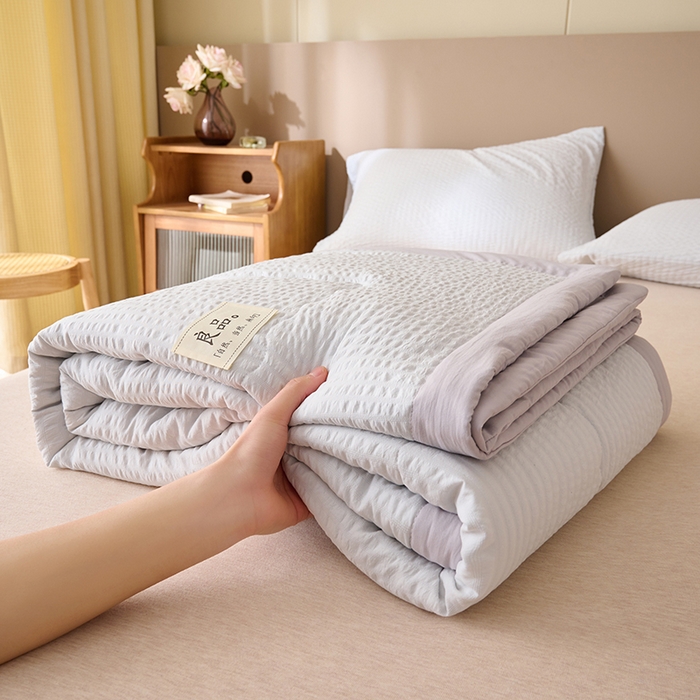 91家纺网 家纺一手货源 找家纺 畅销被业 2026新款水洗棉泡泡格夏被 泡泡格-浅灰