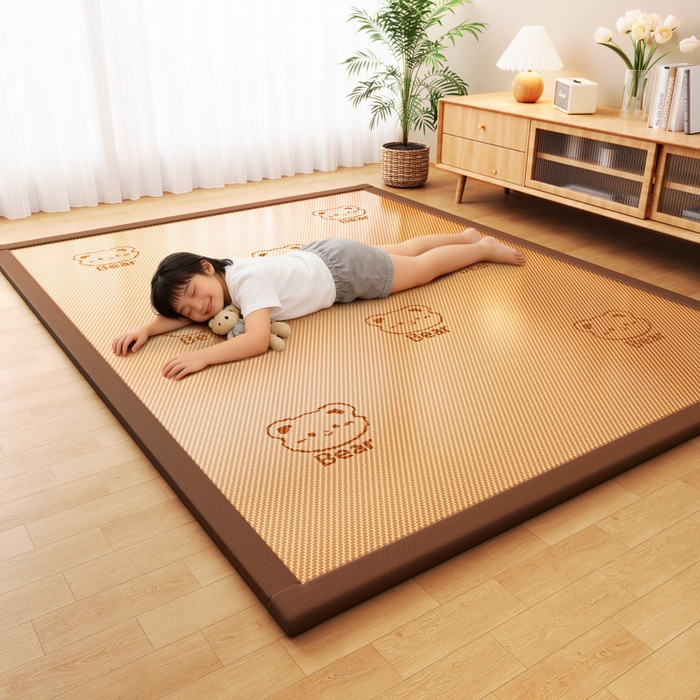 91家纺网 家纺一手货源 找家纺 （总）席佬大 2026新款2cm凉席席子地垫冰藤地垫客厅打地铺-甜蜜熊