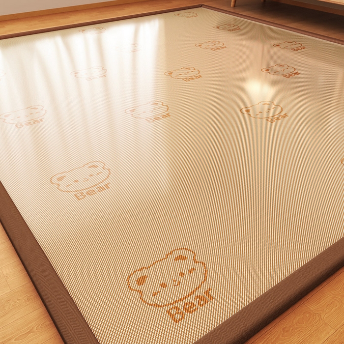 91家纺网 家纺一手货源 找家纺 席佬大 2026新款2cm凉席席子地垫冰藤地垫客厅打地铺-甜蜜熊 咖色