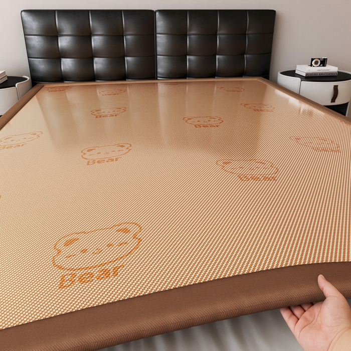 席佬大 2026新款2cm凉席席子地垫冰藤地垫客厅打地铺-甜蜜熊 咖色