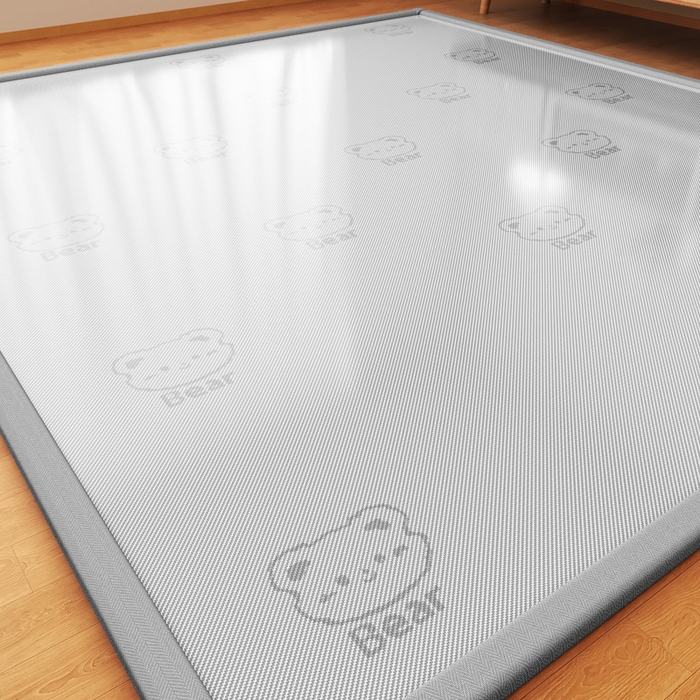 91家纺网 家纺一手货源 找家纺 席佬大 2026新款2cm凉席席子地垫冰藤地垫客厅打地铺-甜蜜熊 灰色