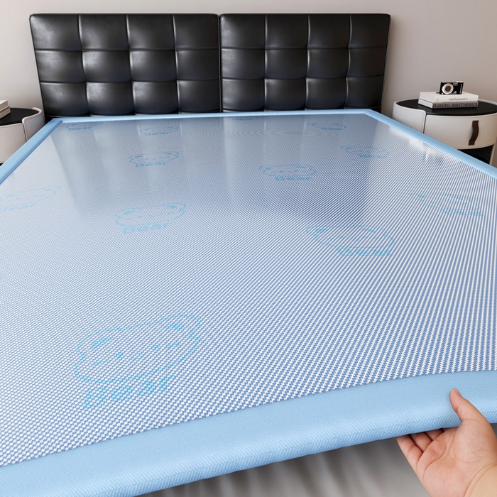 席佬大 2026新款2cm凉席席子地垫冰藤地垫客厅打地铺-甜蜜熊 蓝色