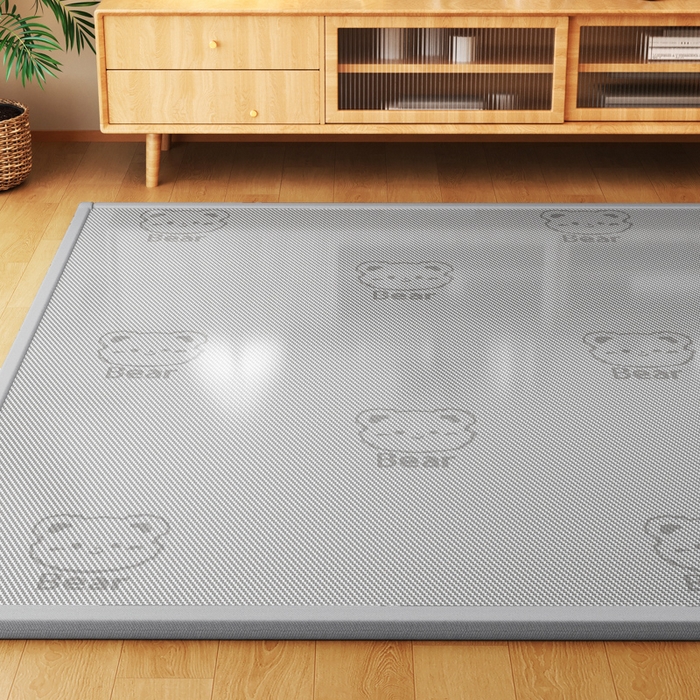 91家纺网 家纺一手货源 找家纺 席佬大 2026新款2cm凉席席子地垫冰藤地垫客厅打地铺-甜蜜熊 灰色