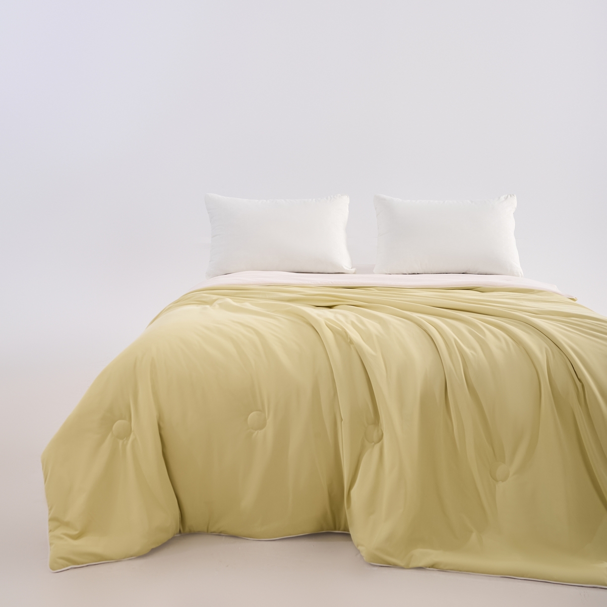 91家纺网 家纺一手货源 找家纺 苏羿家纺 2026春夏新款A类踩棉工艺凉感丝纯色夏被空调被夏凉被 被子被芯 奶油白+芝士黄