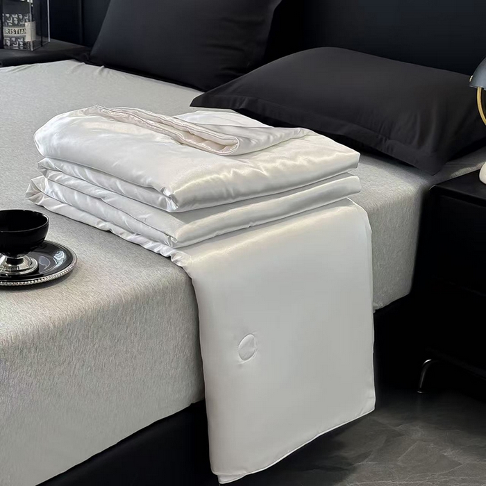 91家纺网 家纺一手货源 找家纺 畅销被业 2026新款仿真丝夏被夏凉被空调被（外贸跨境） 仿真丝-珍珠白色