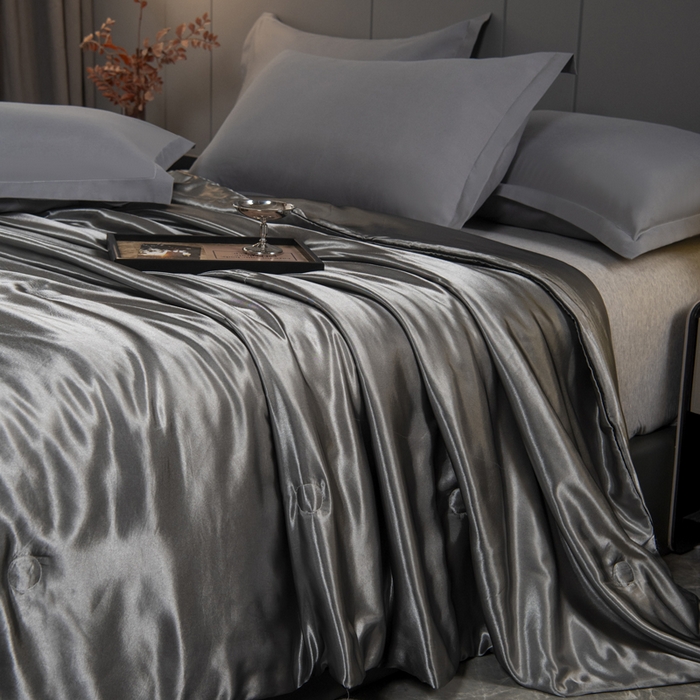 91家纺网 家纺一手货源 找家纺 畅销被业 2026新款仿真丝夏被夏凉被空调被（外贸跨境） 仿真丝-高级灰色