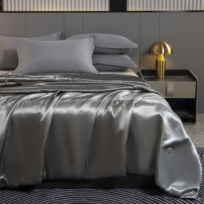 91家纺网 家纺一手货源 找家纺 畅销被业 2026新款仿真丝夏被夏凉被空调被（外贸跨境） 仿真丝-高级灰色