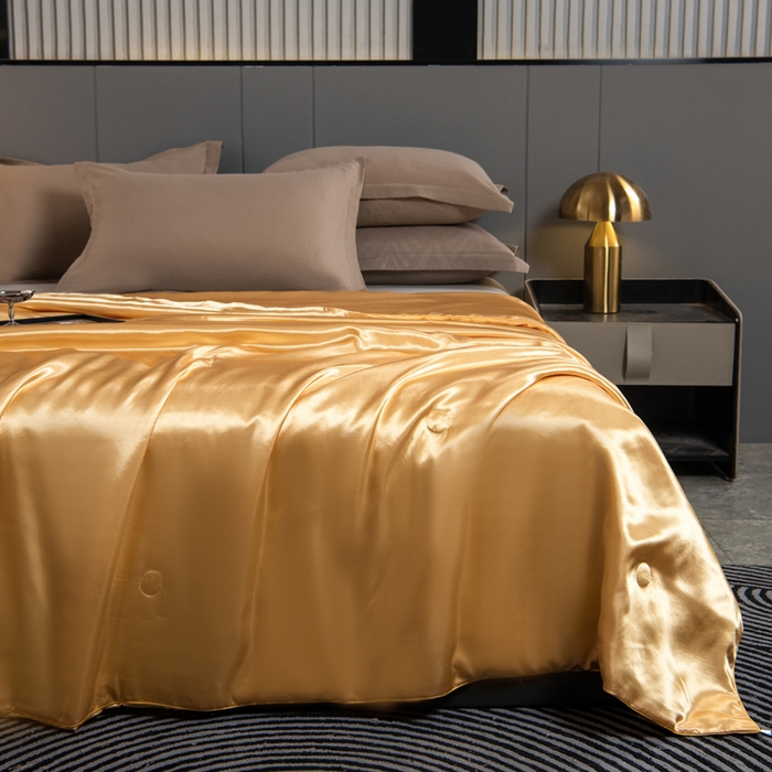 91家纺网 家纺一手货源 找家纺 畅销被业 2026新款仿真丝夏被夏凉被空调被（外贸跨境） 仿真丝-香槟金色