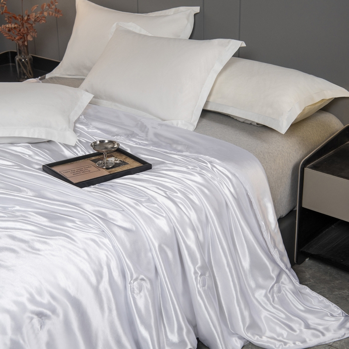 91家纺网 家纺一手货源 找家纺 畅销被业 2026新款仿真丝夏被夏凉被空调被（外贸跨境） 仿真丝-珍珠白色