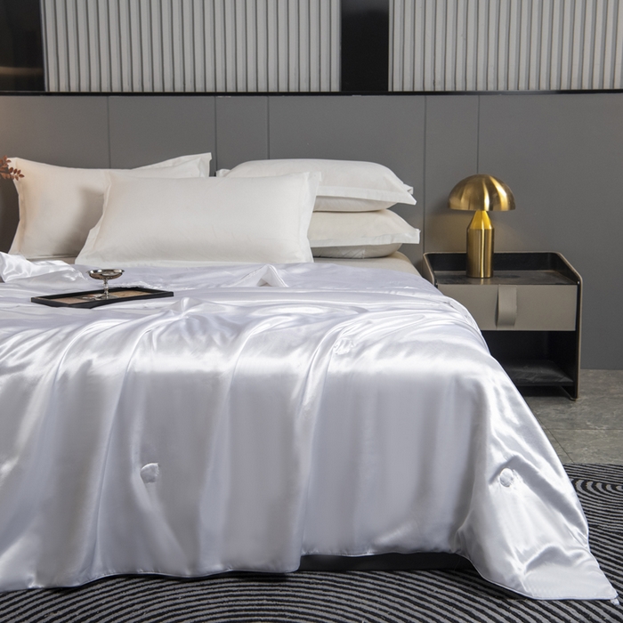 91家纺网 家纺一手货源 找家纺 畅销被业 2026新款仿真丝夏被夏凉被空调被（外贸跨境） 仿真丝-珍珠白色