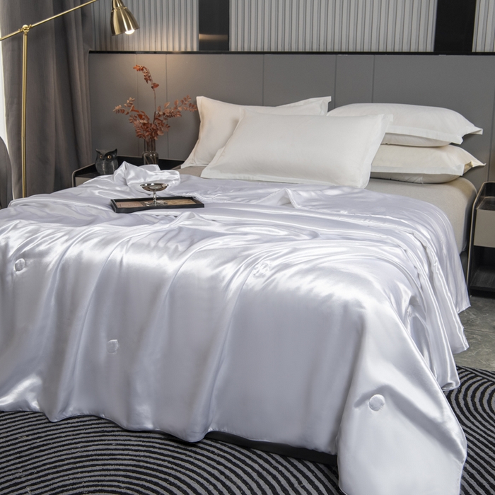 91家纺网 家纺一手货源 找家纺 畅销被业 2026新款仿真丝夏被夏凉被空调被（外贸跨境） 仿真丝-珍珠白色