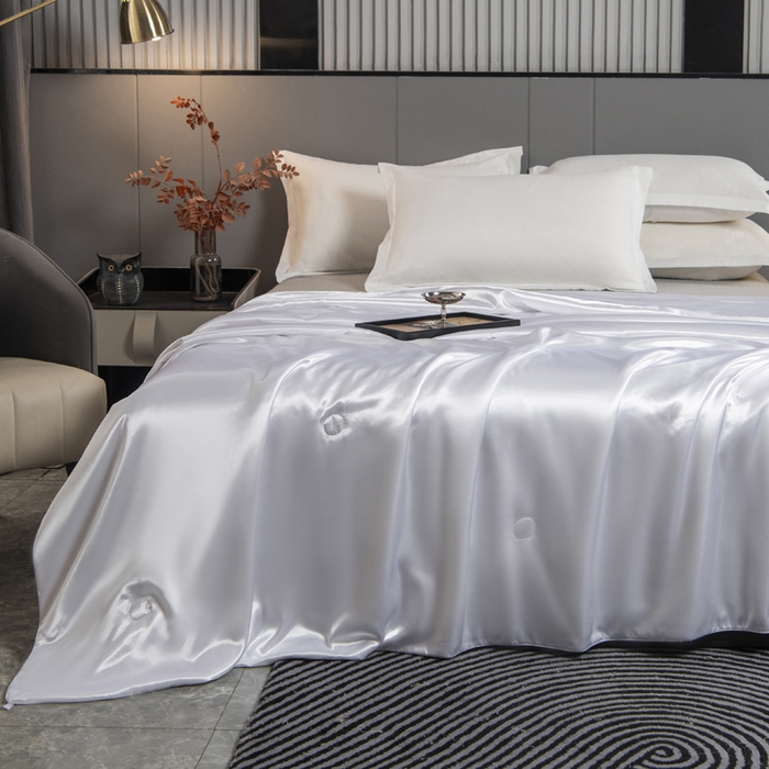 91家纺网 家纺一手货源 找家纺 畅销被业 2026新款仿真丝夏被夏凉被空调被（外贸跨境） 仿真丝-珍珠白色