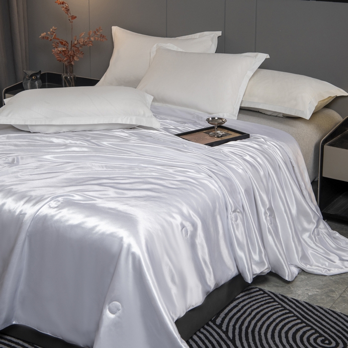 91家纺网 家纺一手货源 找家纺 畅销被业 2026新款仿真丝夏被夏凉被空调被（外贸跨境） 仿真丝-珍珠白色