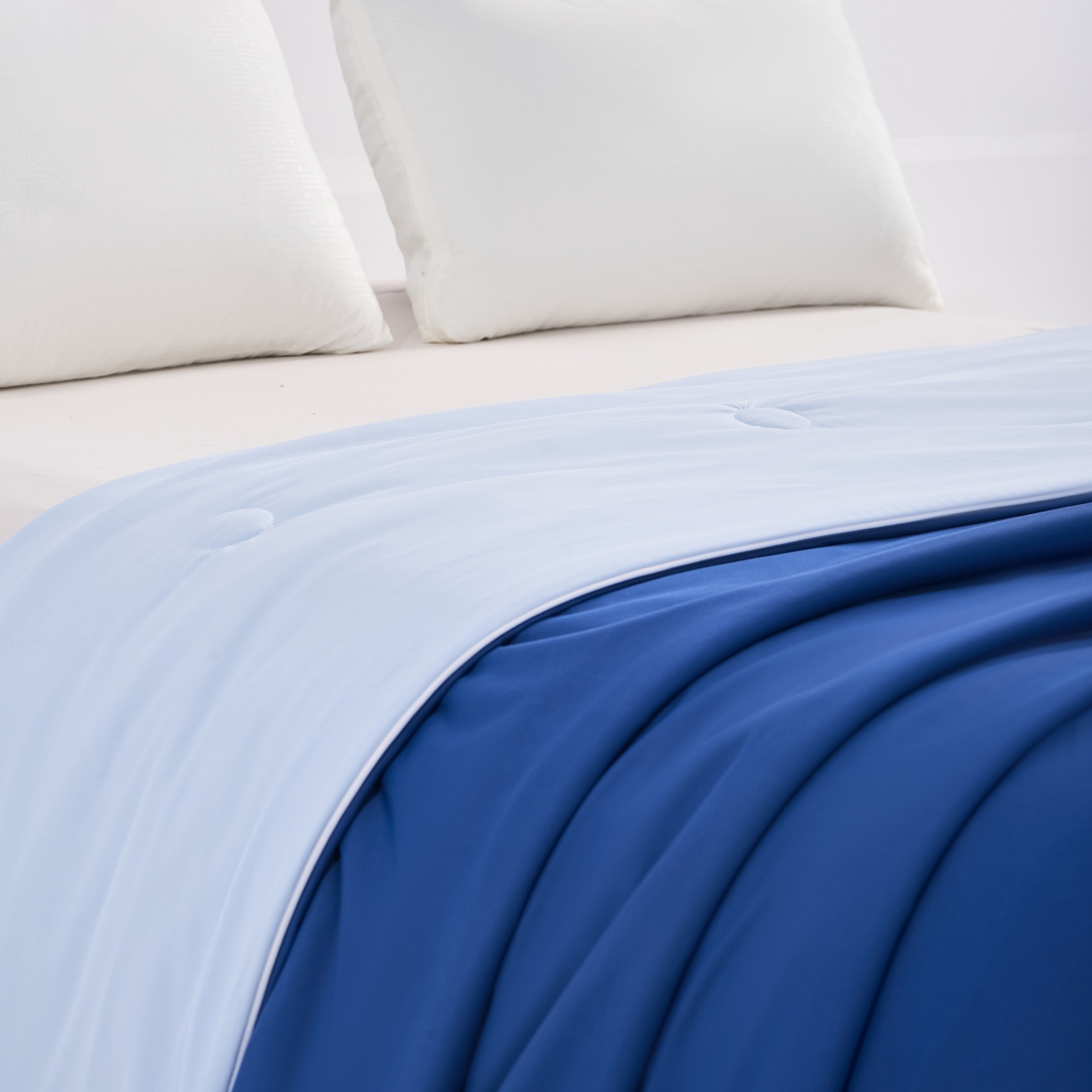 91家纺网 家纺一手货源 找家纺 苏羿家纺 2026春夏新款A类踩棉工艺凉感丝纯色夏被空调被夏凉被 被子被芯 浅蓝+深蓝