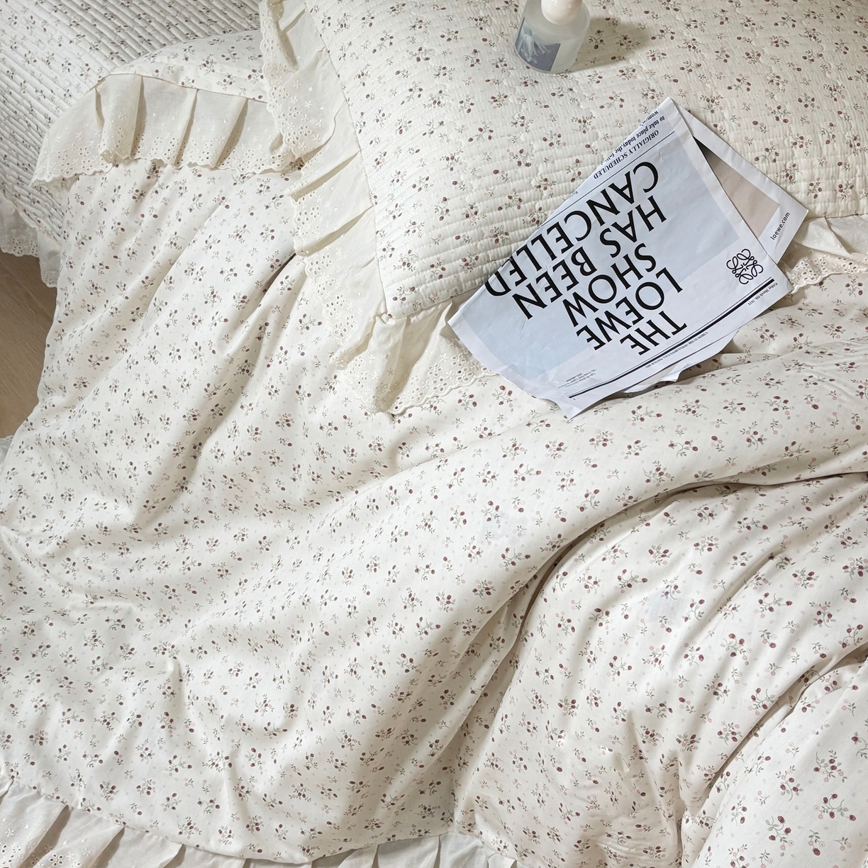 91家纺网 家纺一手货源 找家纺 满座家居 2026新款法式纯棉花边全棉床盖四件套小碎花田园风 甜心