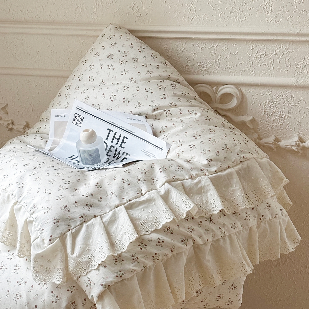 91家纺网 家纺一手货源 找家纺 满座家居 2026新款法式纯棉花边全棉床盖四件套小碎花田园风 甜心