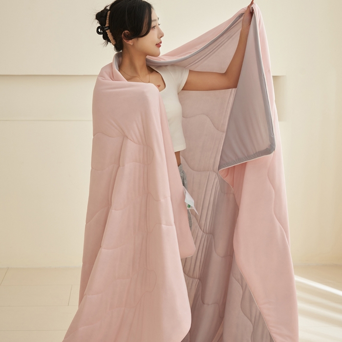 畅销被业 2026新款凉感丝抗菌羽丝棉夏被夏凉被空调被 粉色-浅灰