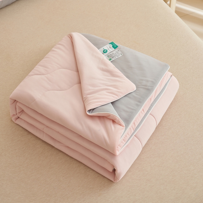 91家纺网 家纺一手货源 找家纺 畅销被业 2026新款凉感丝抗菌羽丝棉夏被夏凉被空调被 粉色-浅灰