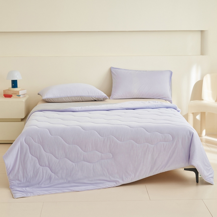 91家纺网 家纺一手货源 找家纺 畅销被业 2026新款凉感丝抗菌羽丝棉夏被夏凉被空调被 紫色-浅灰