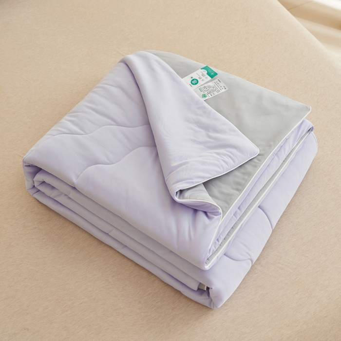 91家纺网 家纺一手货源 找家纺 畅销被业 2026新款凉感丝抗菌羽丝棉夏被夏凉被空调被 紫色-浅灰