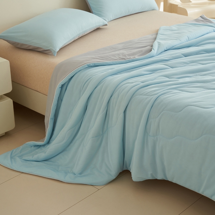 91家纺网 家纺一手货源 找家纺 畅销被业 2026新款凉感丝抗菌羽丝棉夏被夏凉被空调被 蓝色-浅灰