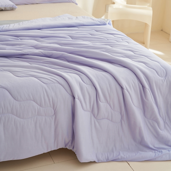 91家纺网 家纺一手货源 找家纺 畅销被业 2026新款凉感丝抗菌羽丝棉夏被夏凉被空调被 紫色-浅灰